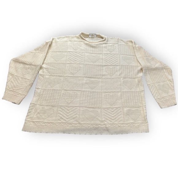 Vintage Workable Separates Crew Neck Acrylic Knitted Patched Heart Sweater - Picture 1 of 7